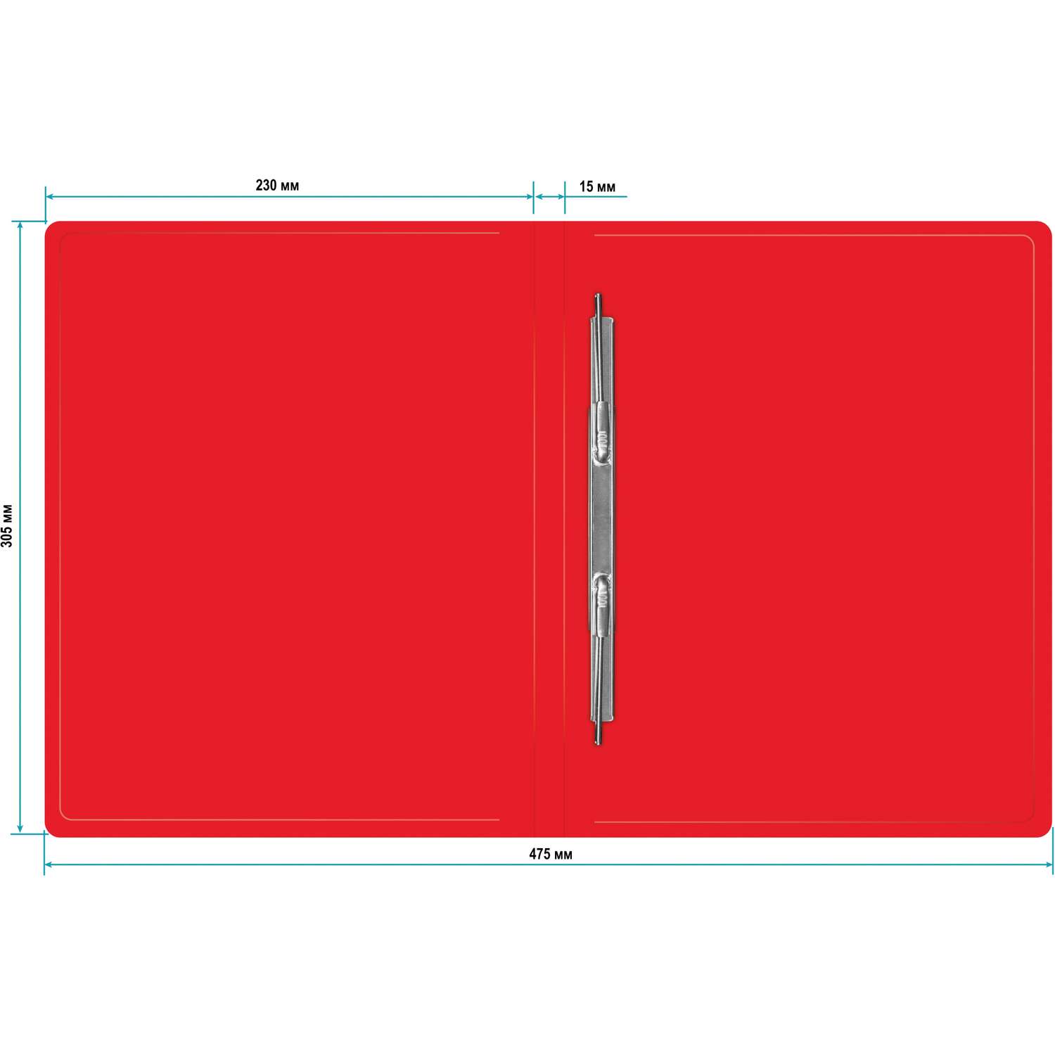 Папка с зажимом Бюрократ A4 пластик 0.5мм торцевая наклейка красный - фото 2