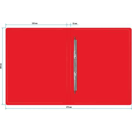 Папка с зажимом Бюрократ A4 пластик 0.5мм торцевая наклейка красный