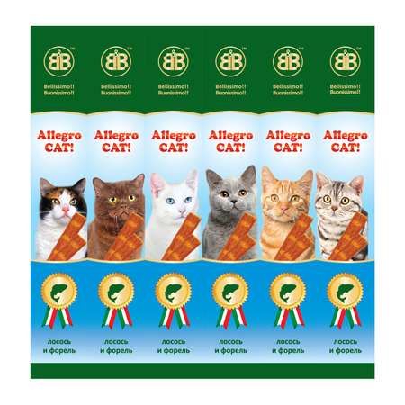 Лакомство для кошек BB Allegro Cat колбаски с лососем и форелью 6шт