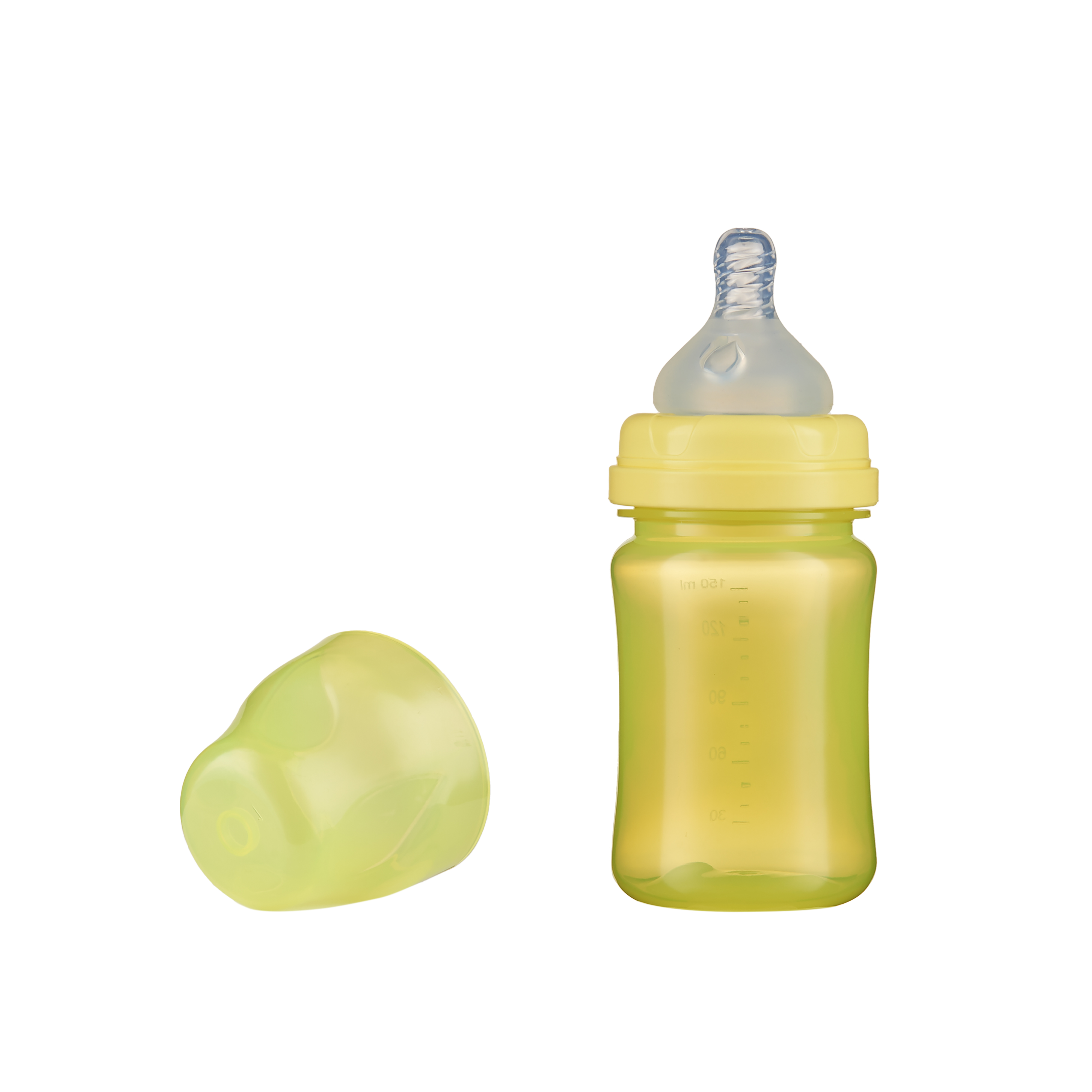 Бутылочка с широким горлом ПОМА для кормления 150 мл Желтый пп силикон средний поток с 4 месяцев - фото 4
