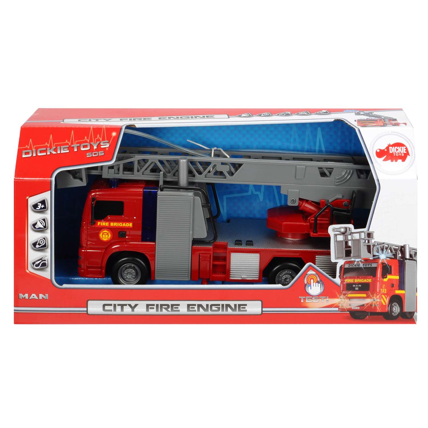 Пожарная машина Dickie 31 см со световыми и звуковыми эффектами 3715001 - фото 3