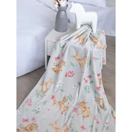 Плед для новорожденных Baby Nice MICRO FLANNEL Оленята серый 100х140