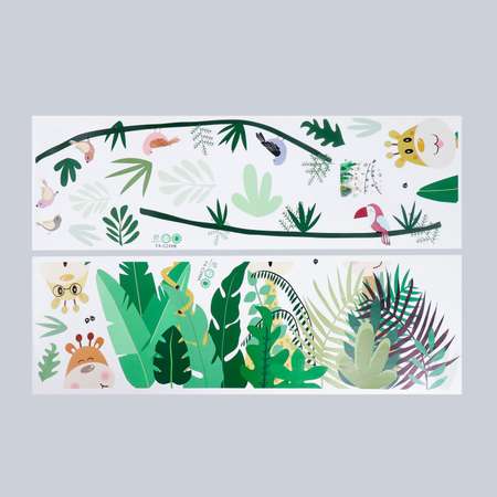 Наклейка Zabiaka пластик интерьерная цветная «Жирафы в засаде» набор 2 листа 30х90 см