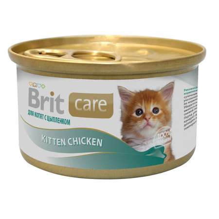 Корм влажный для котят Brit Care 80г с цыпленком консервированный