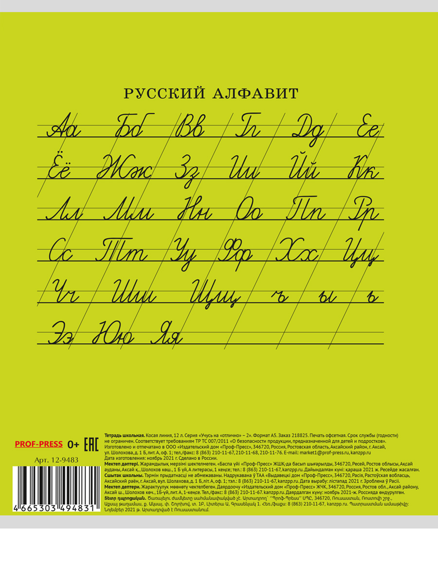 Тетрадь школьная Prof-Press 12 листов косая линия Учусь на Отлично спайка 10 штук - фото 7