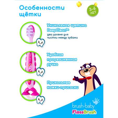 Зубная щетка Brush-Baby FlossBrush 3-6 лет Единорог