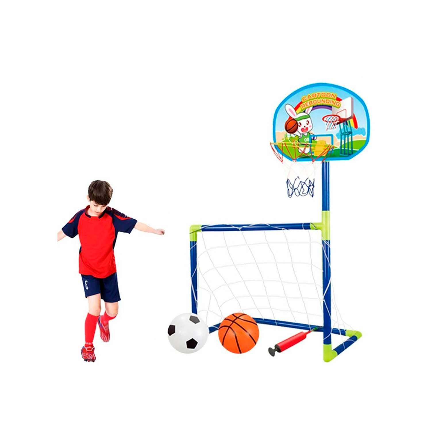 Игровой набор 2 в 1 SHARKTOYS с футбольными воротами и баскетбольным кольцом - фото 2