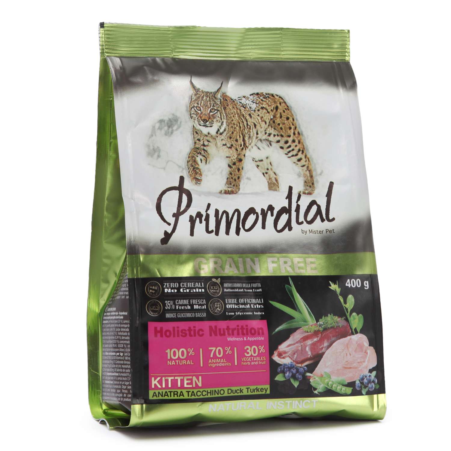 Корм сухой для котят Primordial 400г беззерновой утка-индейка - фото 1