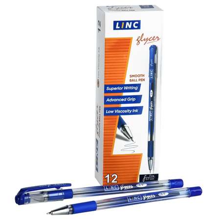 Ручки LINC Набор шариковых Glycer синие чернила 12 штук