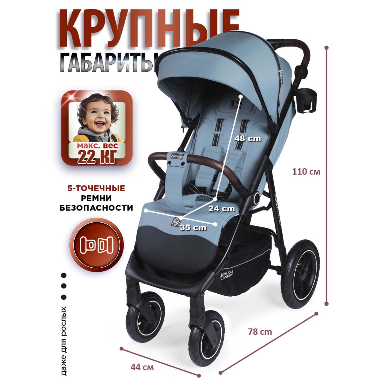 Коляска BabyCare Fiorano дымчатый изумруд - фото 12