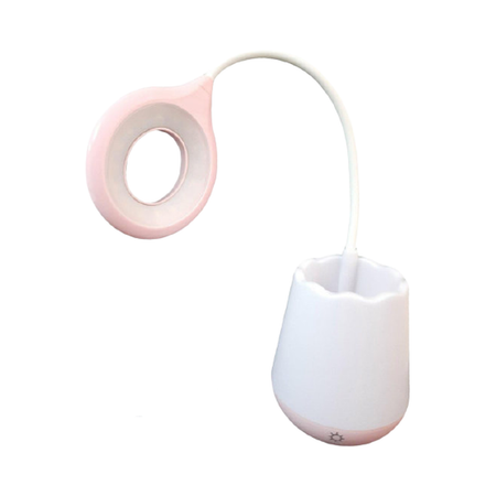 Лампа-ночник настольная NPOSS светодиодная розовая с подставкой для ручек и для телефона
