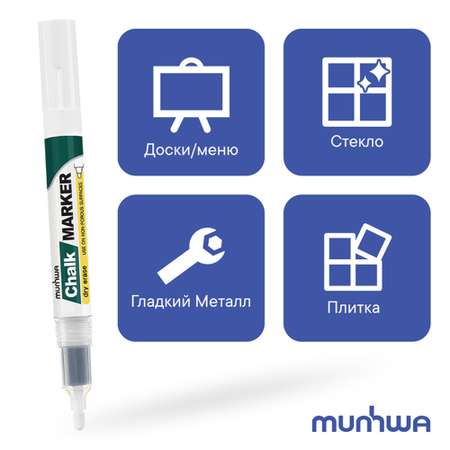 Маркер меловой Munhwa Chalk Marker белый 3 мм спиртовая основа пакет
