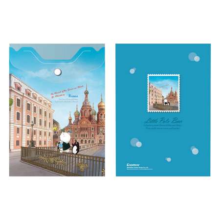 Папка-конверт COMIX на кнопке А6 серия География Санкт-Петербург Храм Спаса на Крови