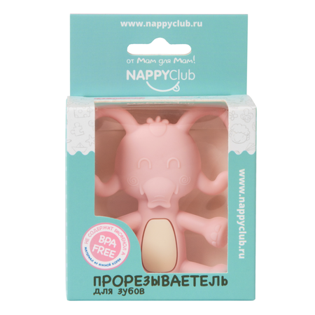Силиконовый прорезыватель NappyClub Грызунок Слоник розовый с 3 месяцев