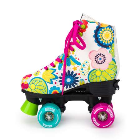 Роликовые коньки SXRide Roller skate YXSKT04FLWR цвет белые с цветами размер 31-34