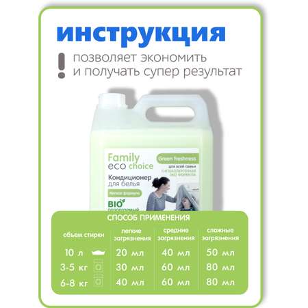 Кондиционер для белья Shapik Family choice 5 л мягкая формула Green Freshness