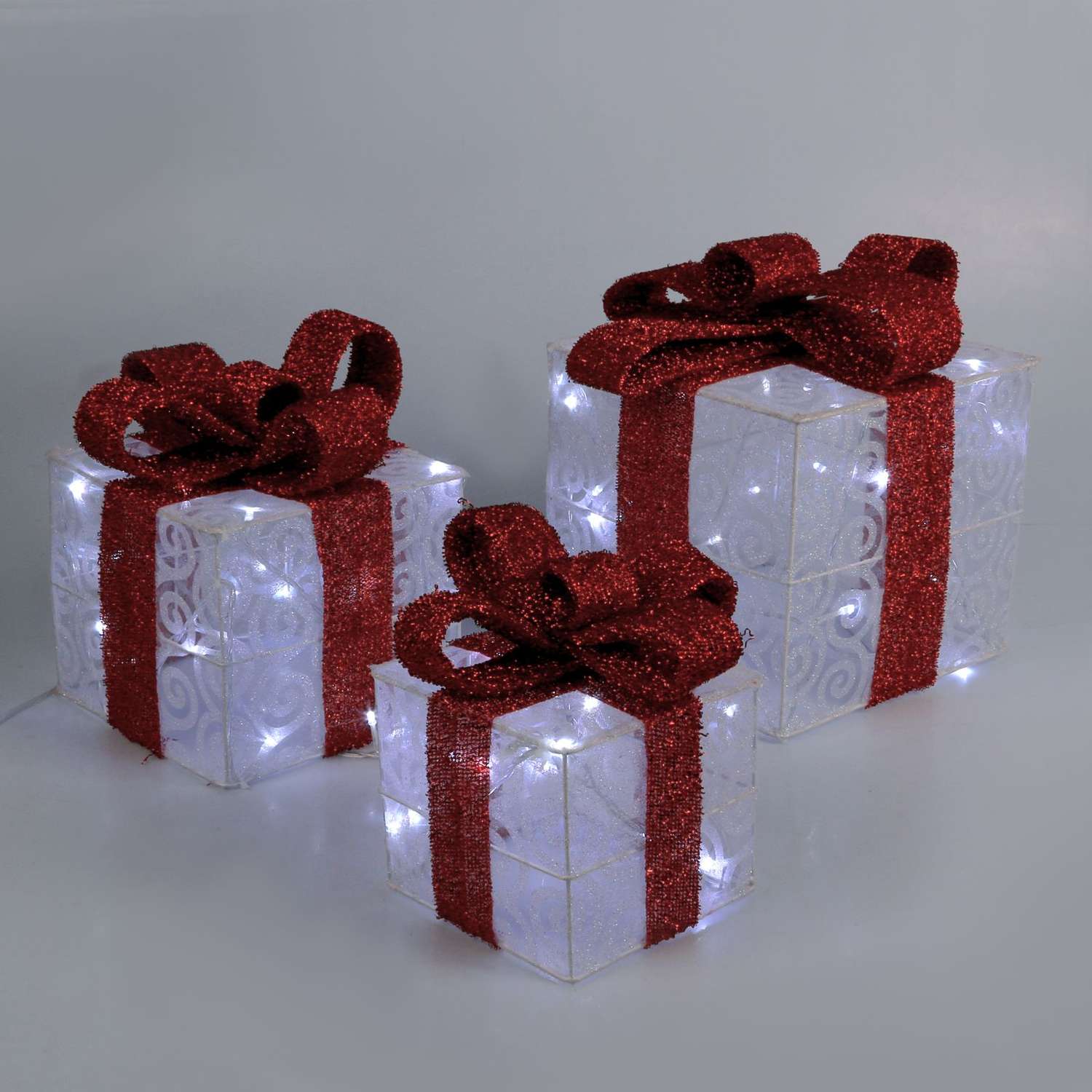 Светодиодная Luazon фигура «Подарки с красной лентой» 8 режимов свечение белое - фото 1