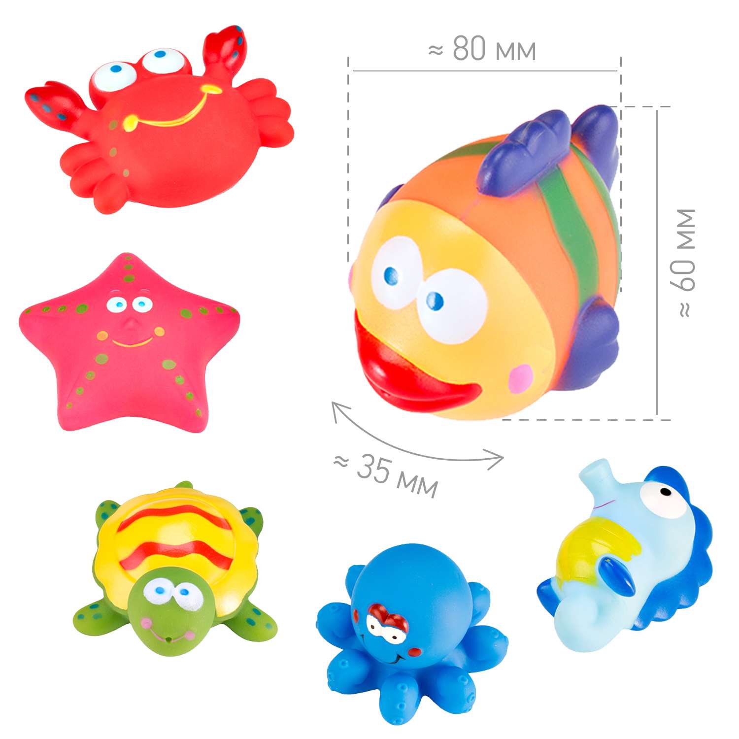 Игрушки для ванной ROXY-KIDS для детей Морские обитатели 6 шт - фото 7