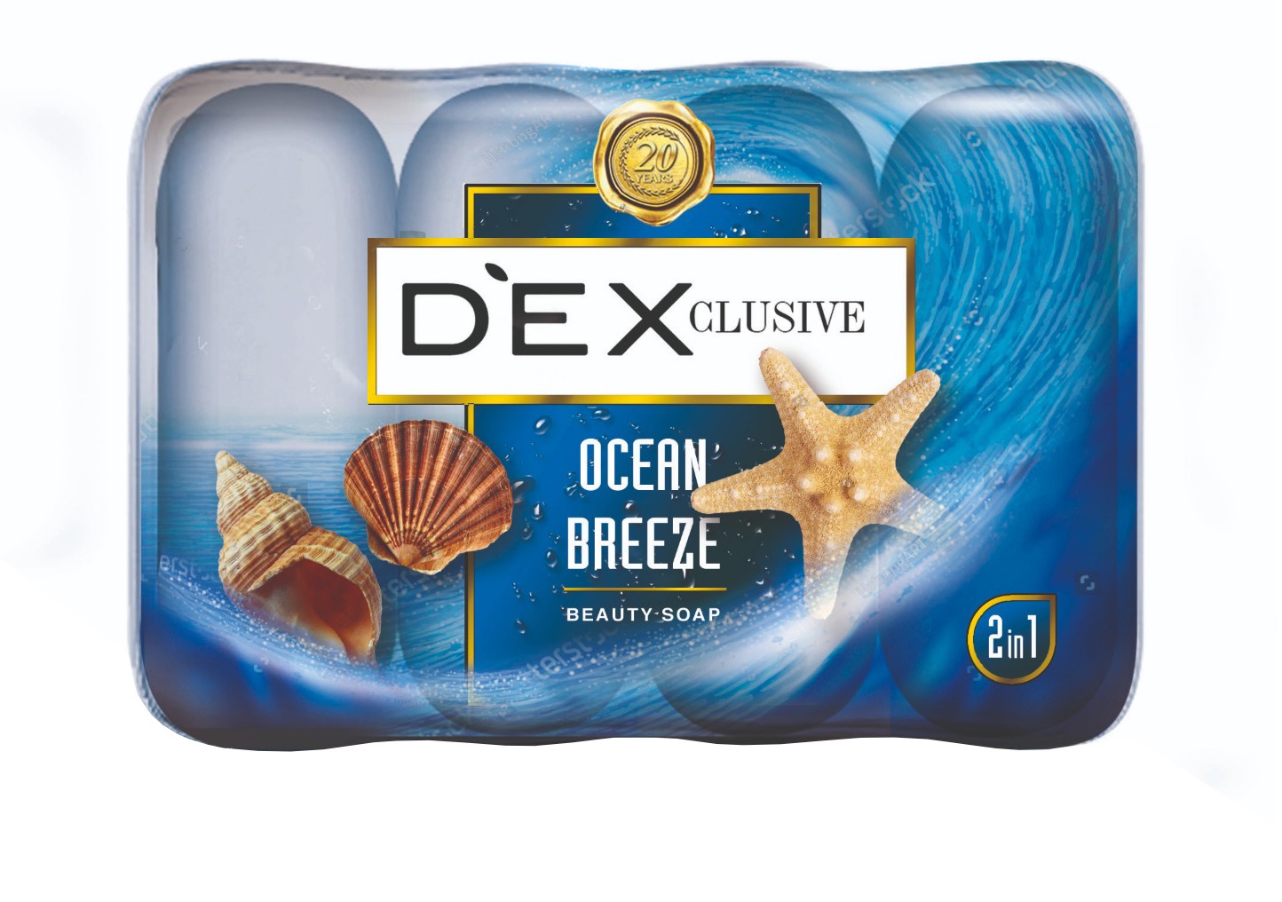 Мыло туалетное твёрдое Dexclusive ocean wave 2 в 1 4шт по 90 гр - фото 1