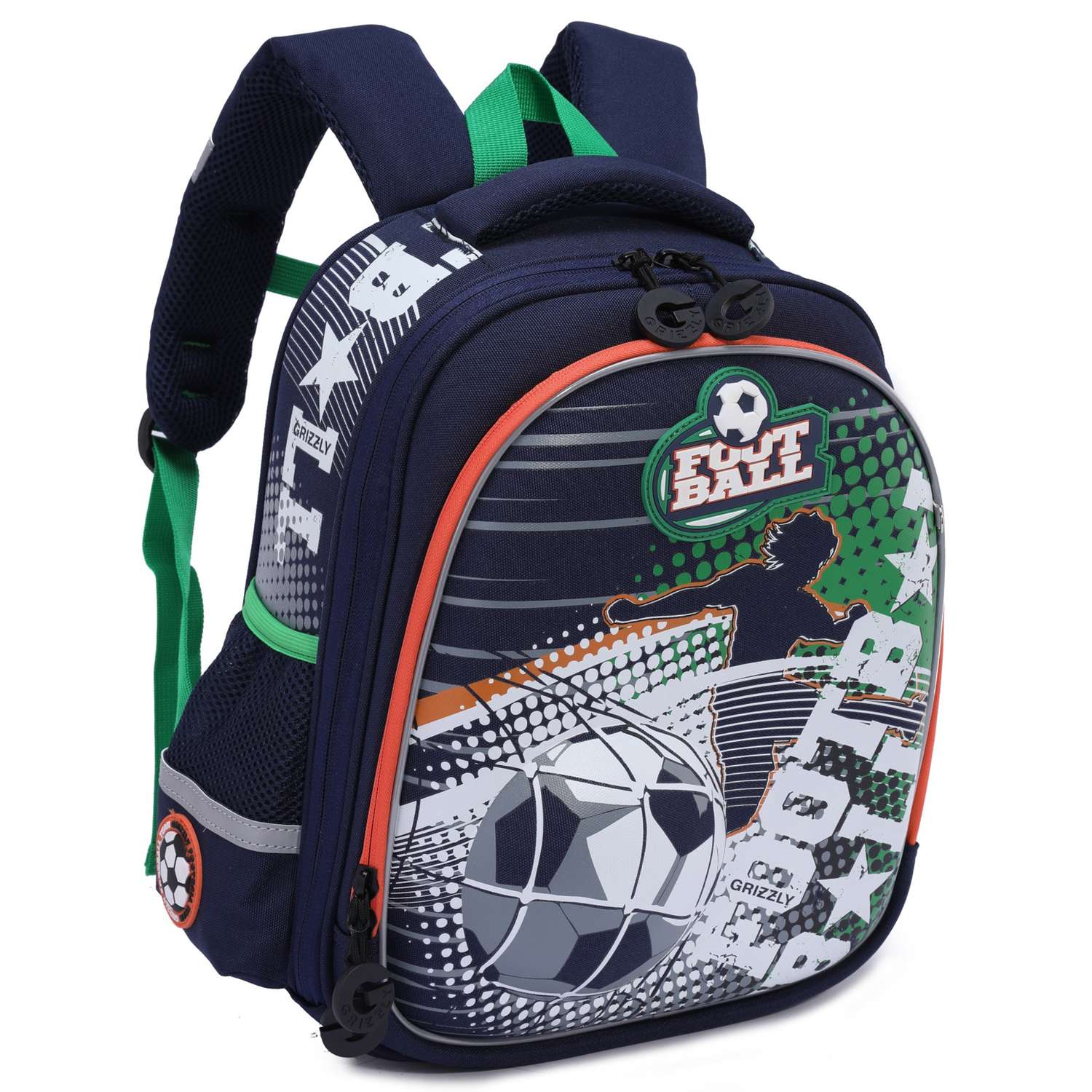 Рюкзак школьный Grizzly Футбол Синий-Зеленый RA-978-1/1 - фото 2