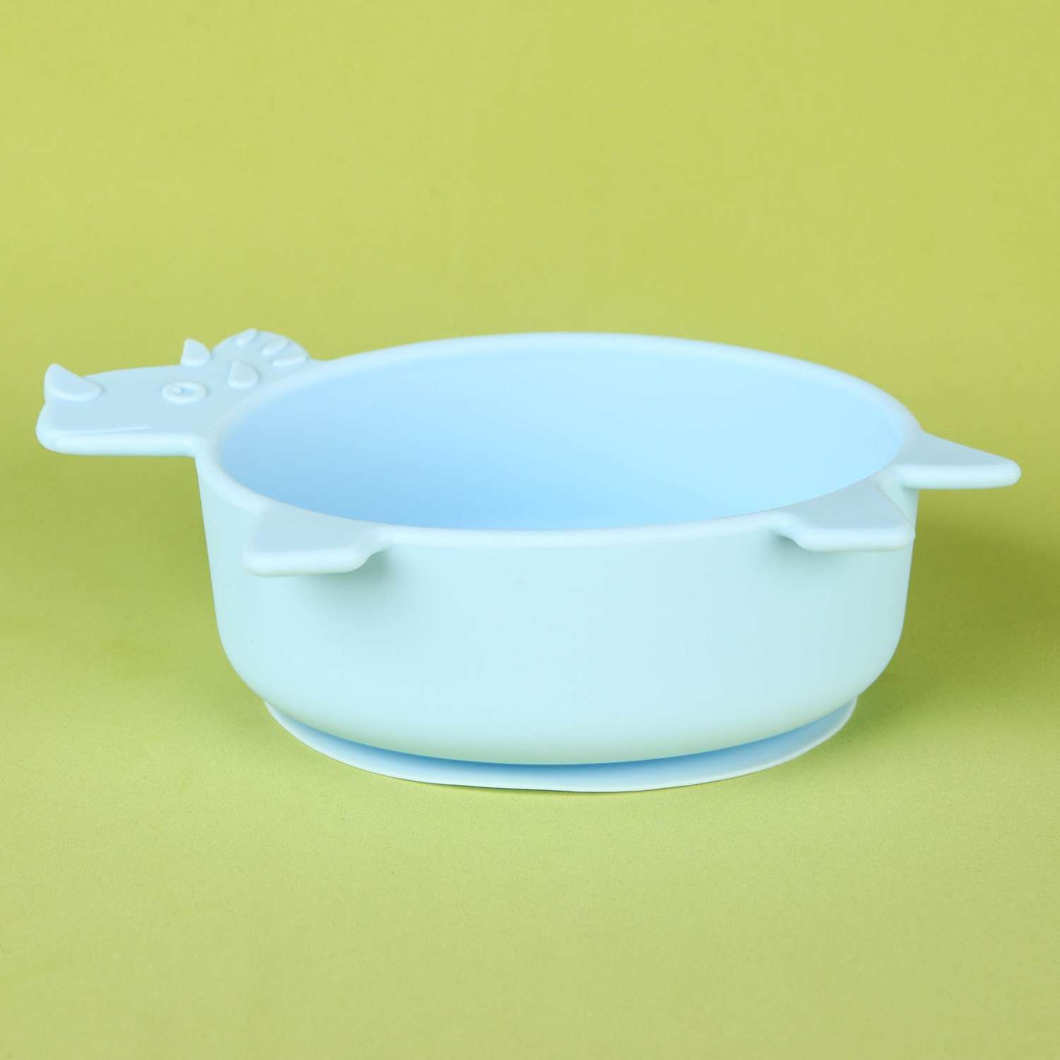 Набор детской посуды Mum and Baby для кормления из силикона «Динозаврик» миска на присоске ложка цвет голубой - фото 5