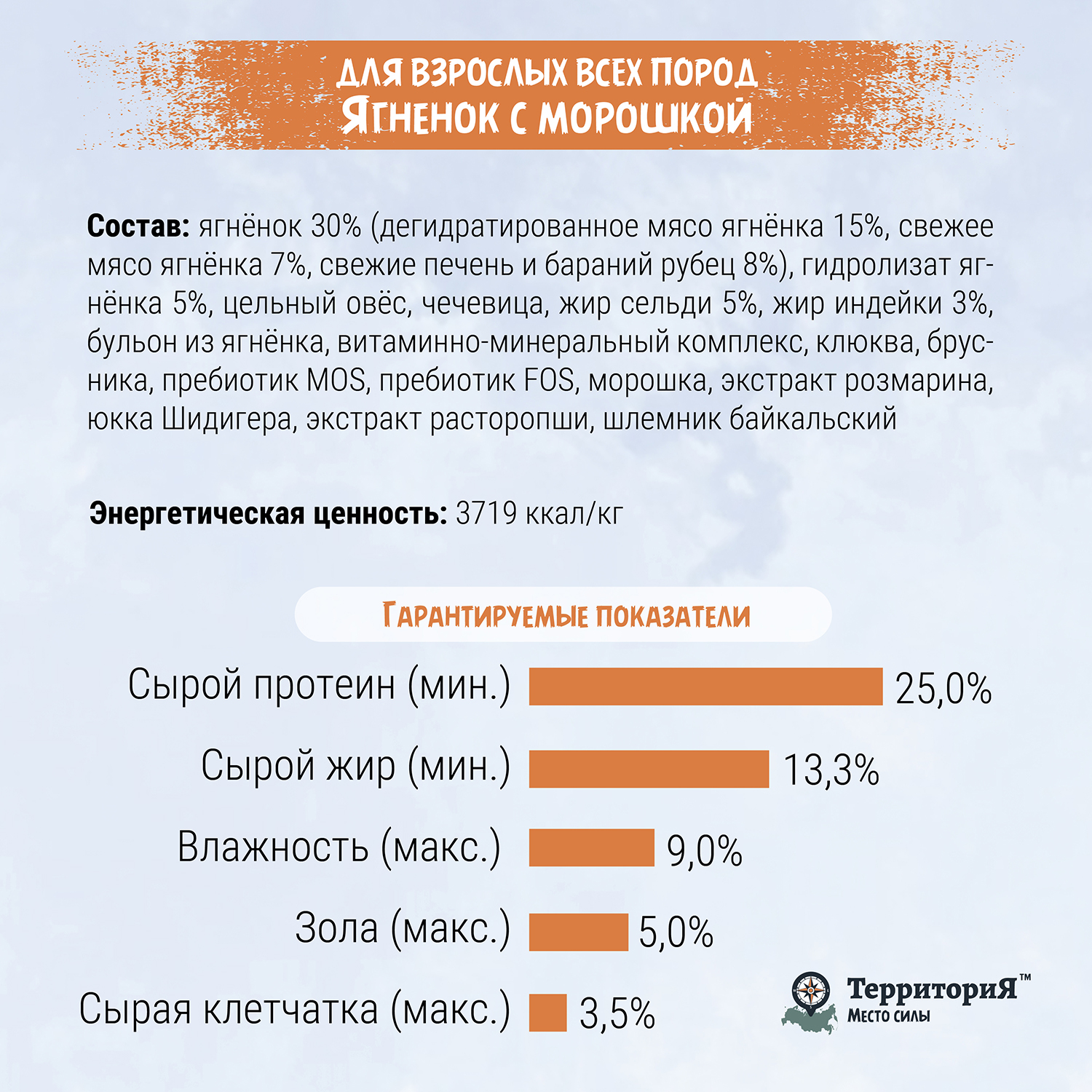 Корм для взрослых собак Территория Урал 2.5кг всех пород ягнёнок-морошка сухой - фото 5