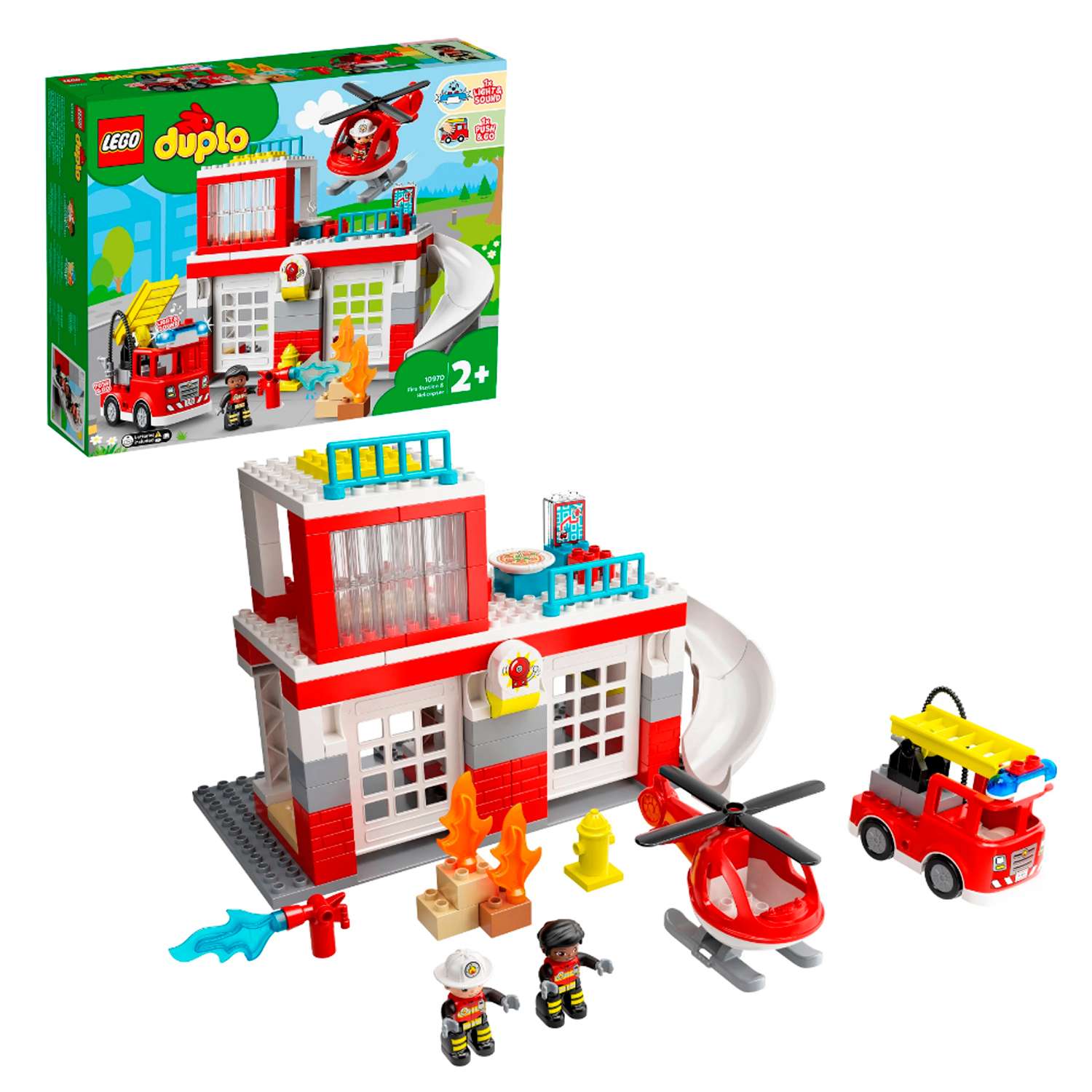 Конструктор детский LEGO Duplo Пожарная часть и вертолёт 10970 - фото 1