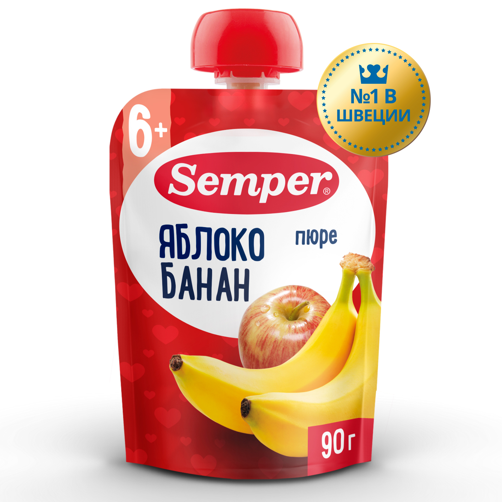 Пюре Semper яблоко-банан пауч 90г с 6месяцев - фото 1