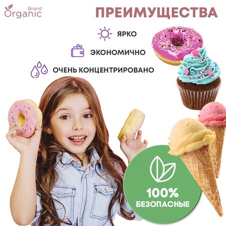 Гелевые пищевые красители ORGANIC BRAND 8 шт для торта крема мастики кондитерских изделий на пасху масленицу набор