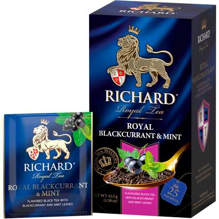 Чай черный Richard Royal Blackcurrant Mint со вкусом черной смородины и мяты 25 пакетиков