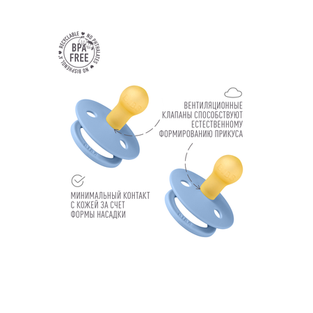 Соска-пустышка. Набор 2 шт. BIBS Studio Colour 0+ мес.