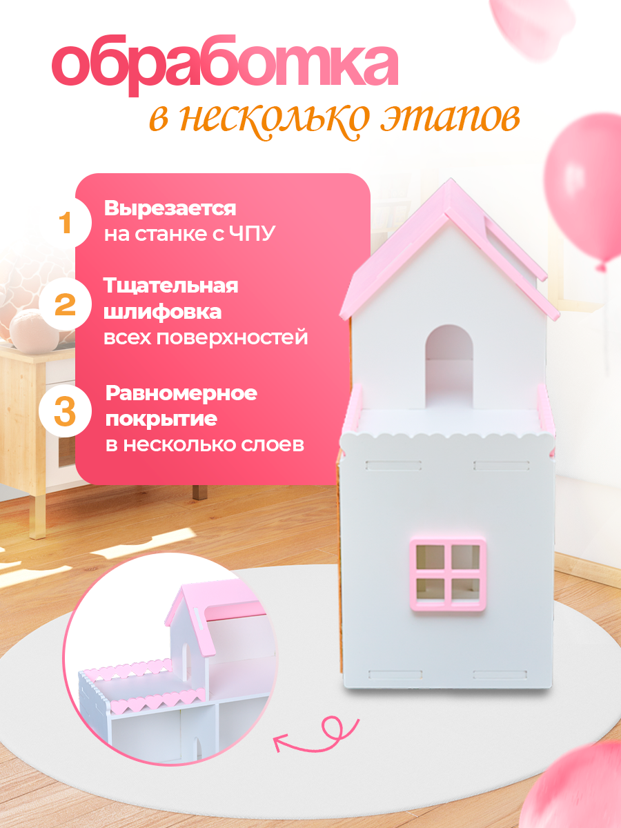 Кукольный домик Мини Pema kids с принтом материал МДФ МиниБел-Роз+принт - фото 5