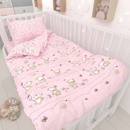 Комплект постельного белья Маленькая соня Мишки Розовый 3 предмета м100.05.04