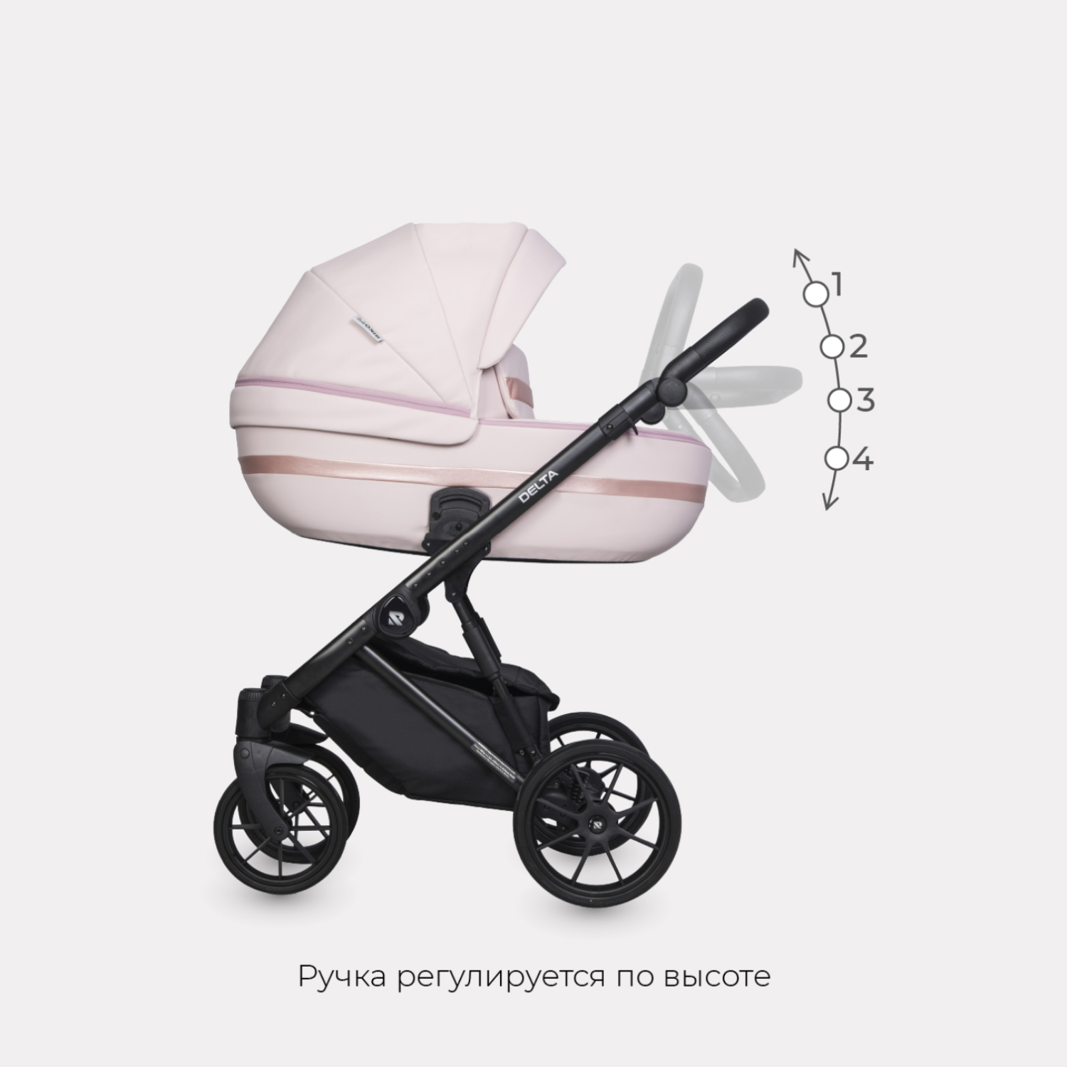 Коляска 2в1 Riko Basic Delta Rose Светло-Розовый - фото 5