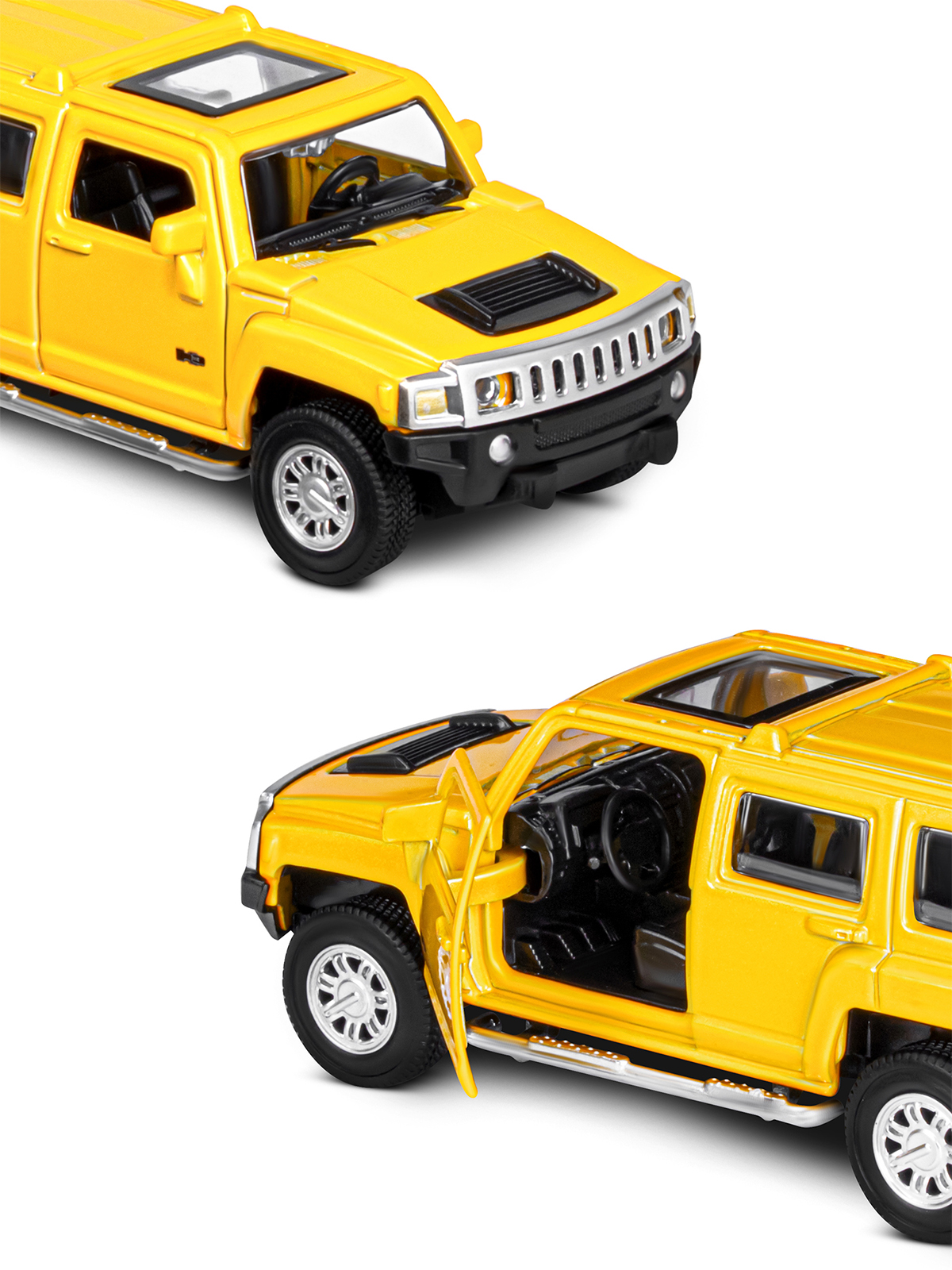 Внедорожник АВТОпанорама Hummer 1:43 инерционный желтый JB1251268 - фото 7