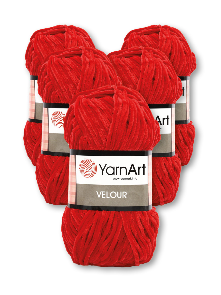 Пряжа для вязания YarnArt Velour 100 г 170 м микрополиэстер мягкая велюровая 5 мотков 846 красный - фото 3