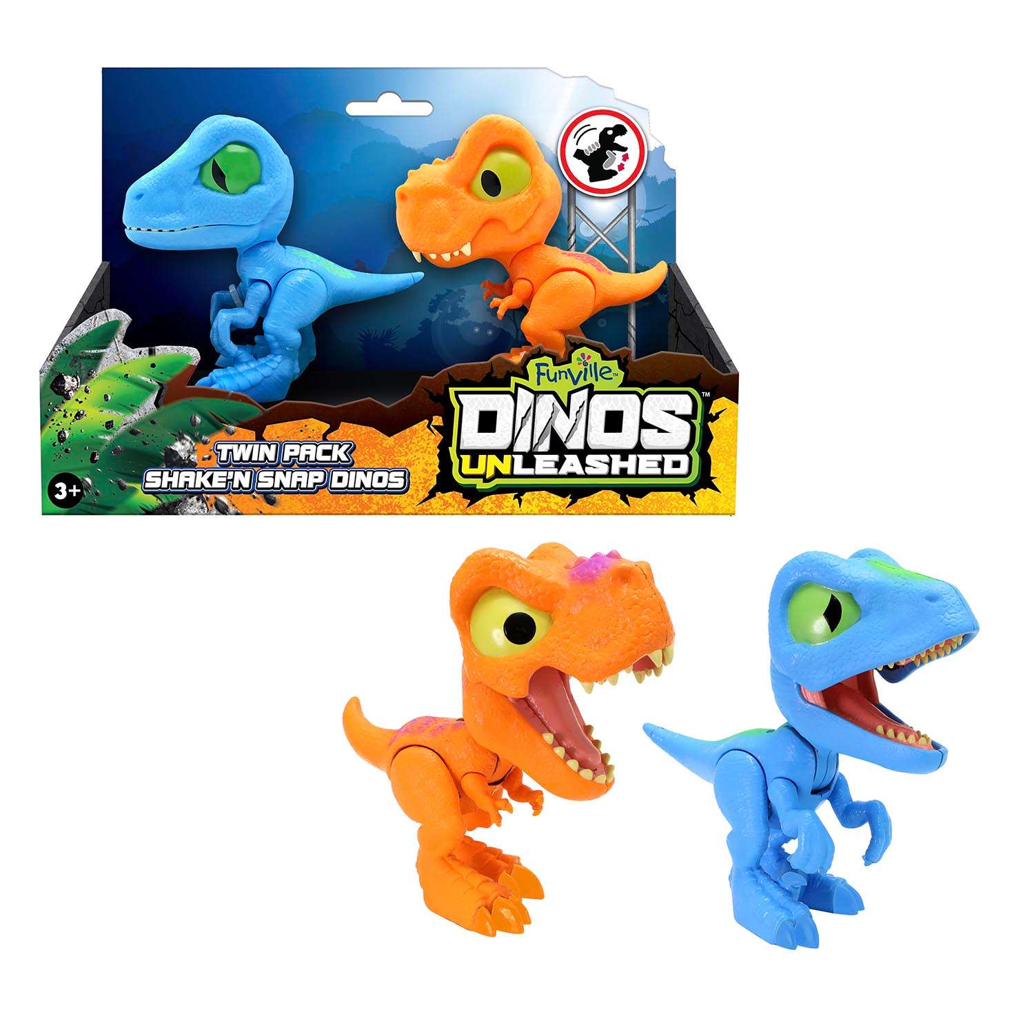 Фигурка динозавра Dinos Unleashed набор из 2 штук клацающих динозавров - фото 2