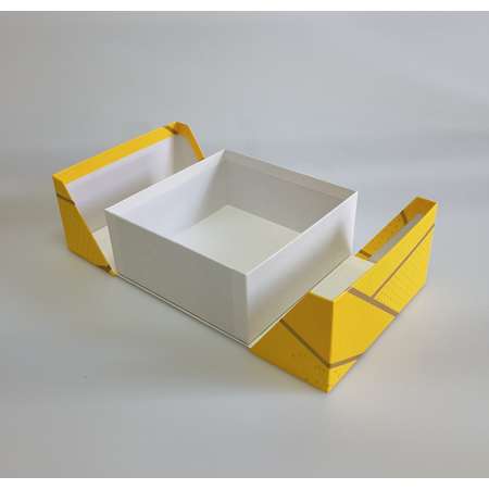Коробка подарочная Cartonnage конструкция со створками Радость желтый
