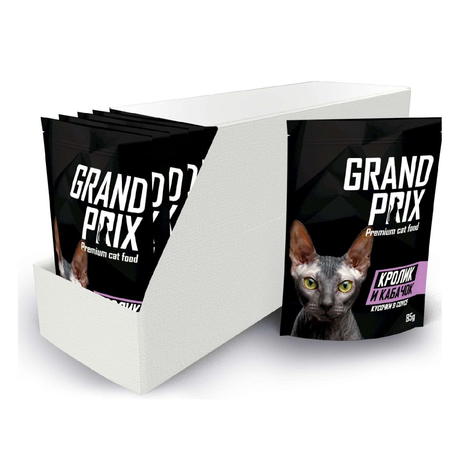 Корм для кошек Grand Prix Кусочки в соусе кролик и кабачок пауч 85г - фото 2