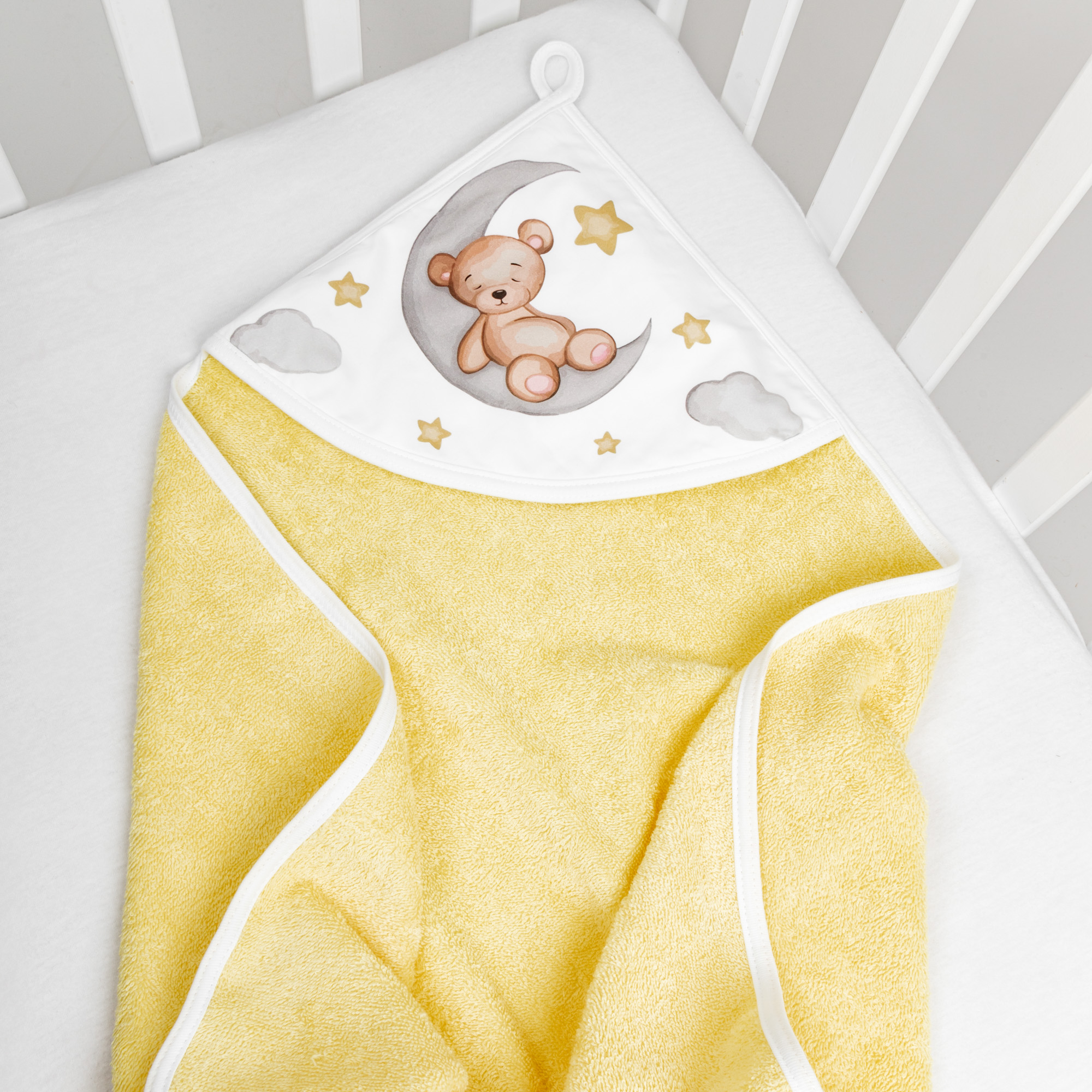 Полотенце AmaroBaby с уголком Wash Bear 90х90 см желтое - фото 4