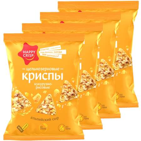 Чипсы Happy Crisp цельнозерновые Альпийский сыр 4 шт по 50 г