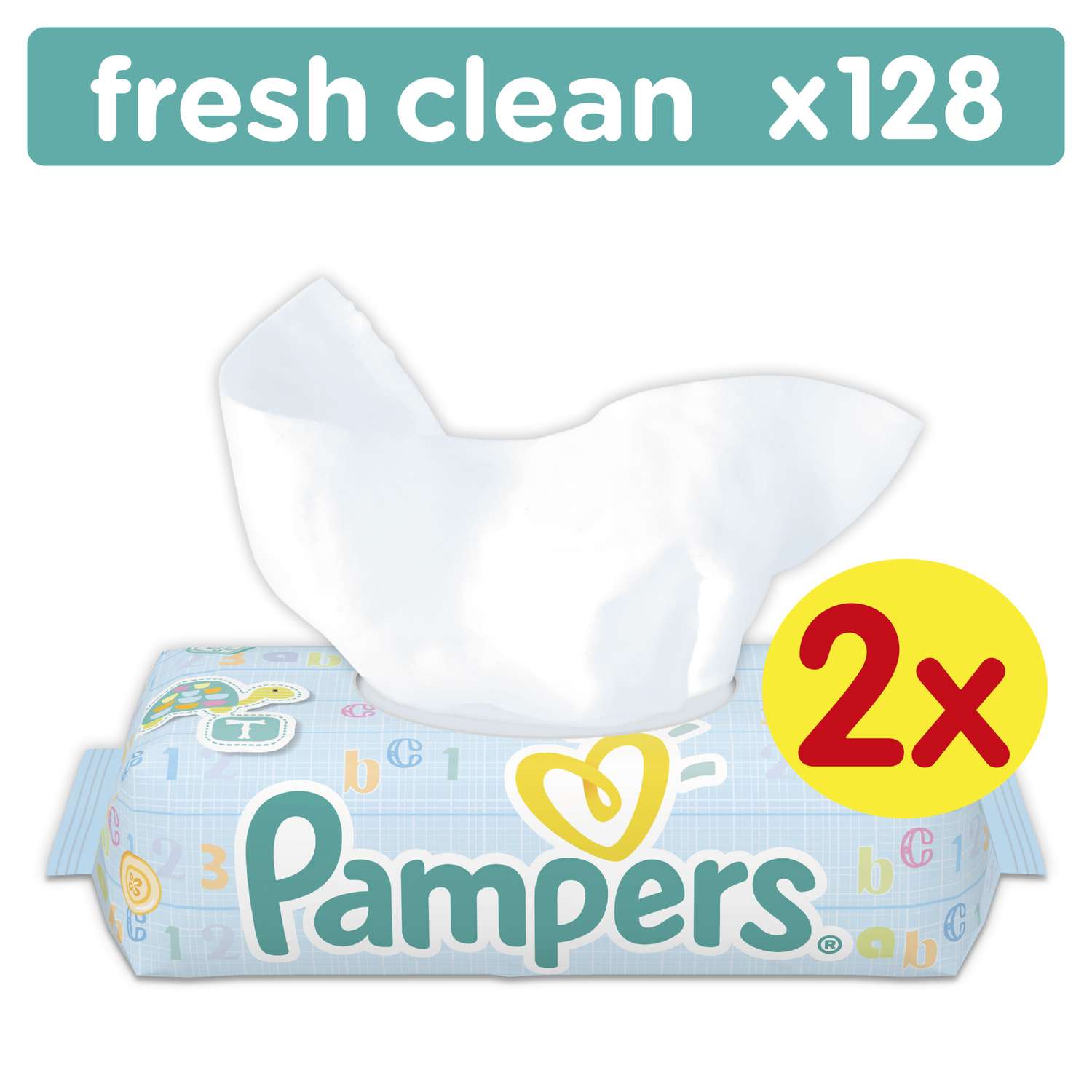 Салфетки Pampers Baby Fresh Clean, влажные сменный блок 128 шт. - фото 1
