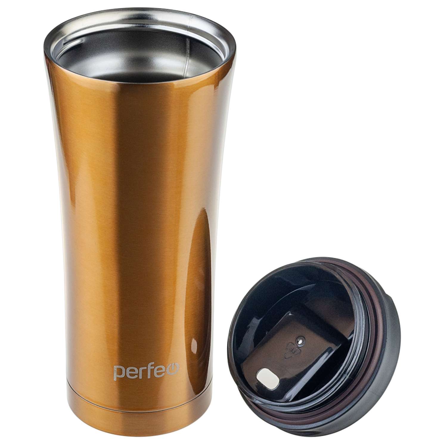 Термокружка Perfeo для напитков с крышкой-поилкой 500 мл бронзовый - фото 2