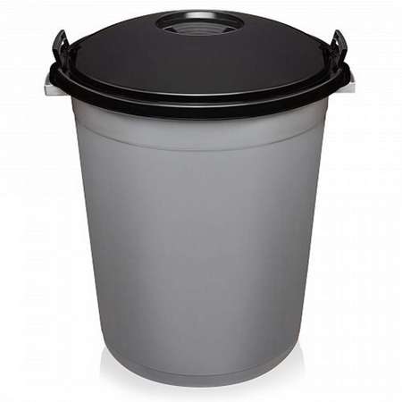 Бак для мусора elfplast Антей с крышкой темно-серый черный 70 л 54х50х61 см