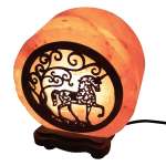 Солевая лампа Wonder Life Круг-6 Единорог с деревянной картиной 3-4кг Гималайская соль
