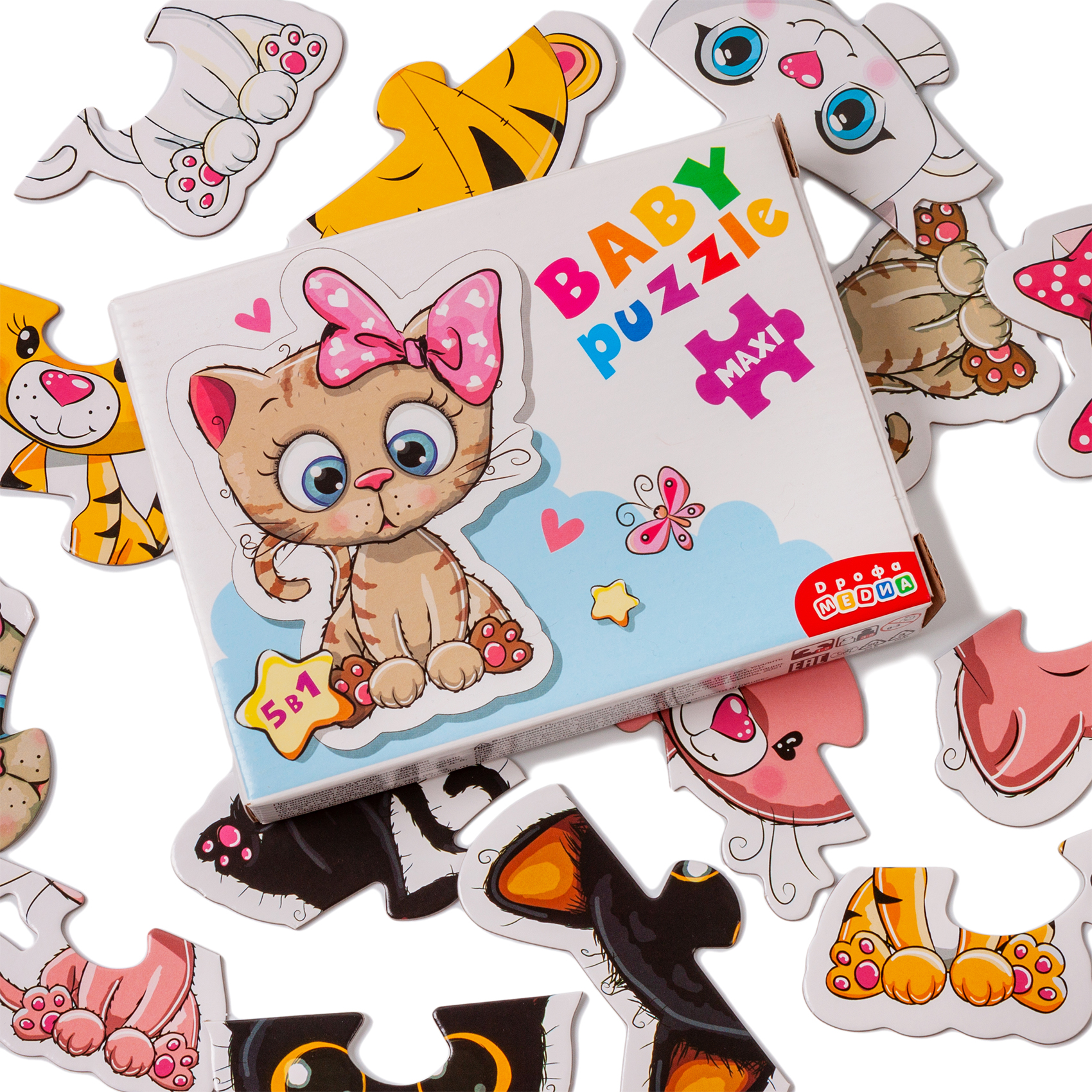 Набор пазлов Дрофа-Медиа Baby Puzzle Котята 5 фигурок животных 3842 - фото 3