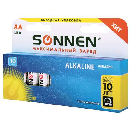 Батарейки алкалиновые Sonnen АА щелочные пальчиковые LR6 15А