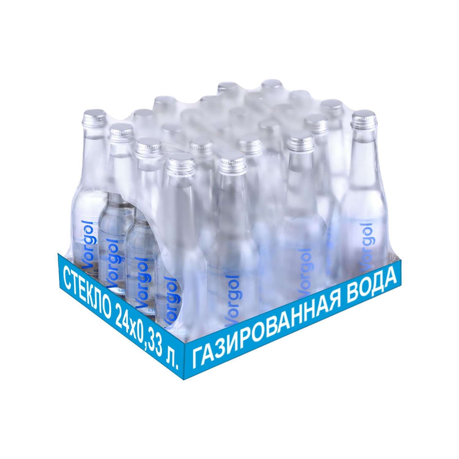 Вода питьевая Vorgol газированная артезианская в стекле 24 шт. по 0.33 л. - фото 1