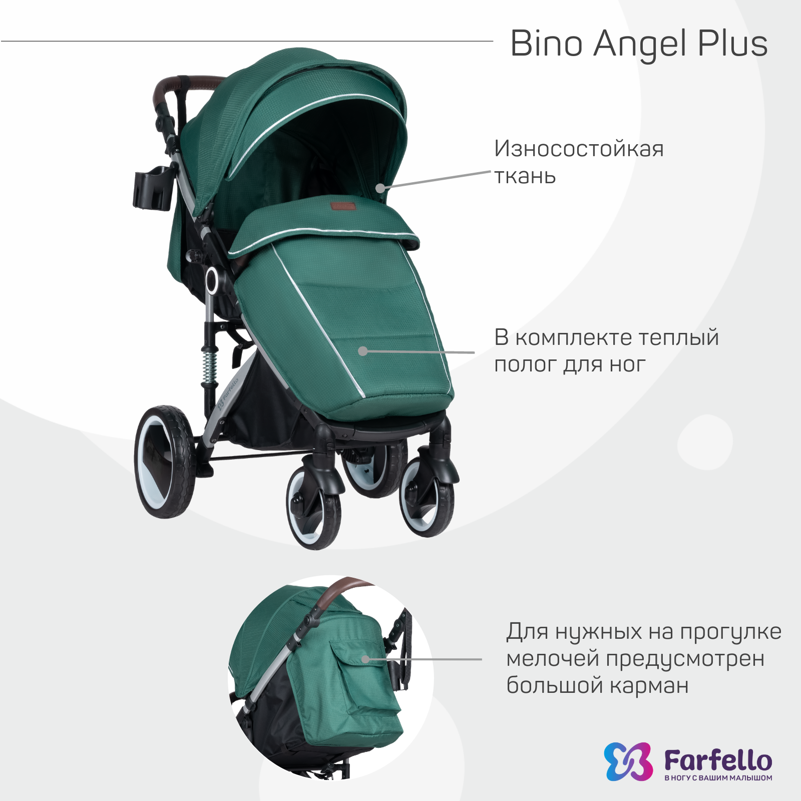 Коляска прогулочная детская Farfello Bino Angel Plus - фото 3