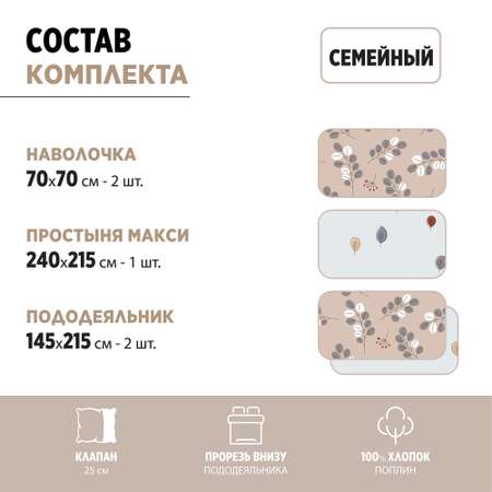 Комплект постельного белья BRAVO Бейлис семейный поплин рис.5840-1+5840а-1